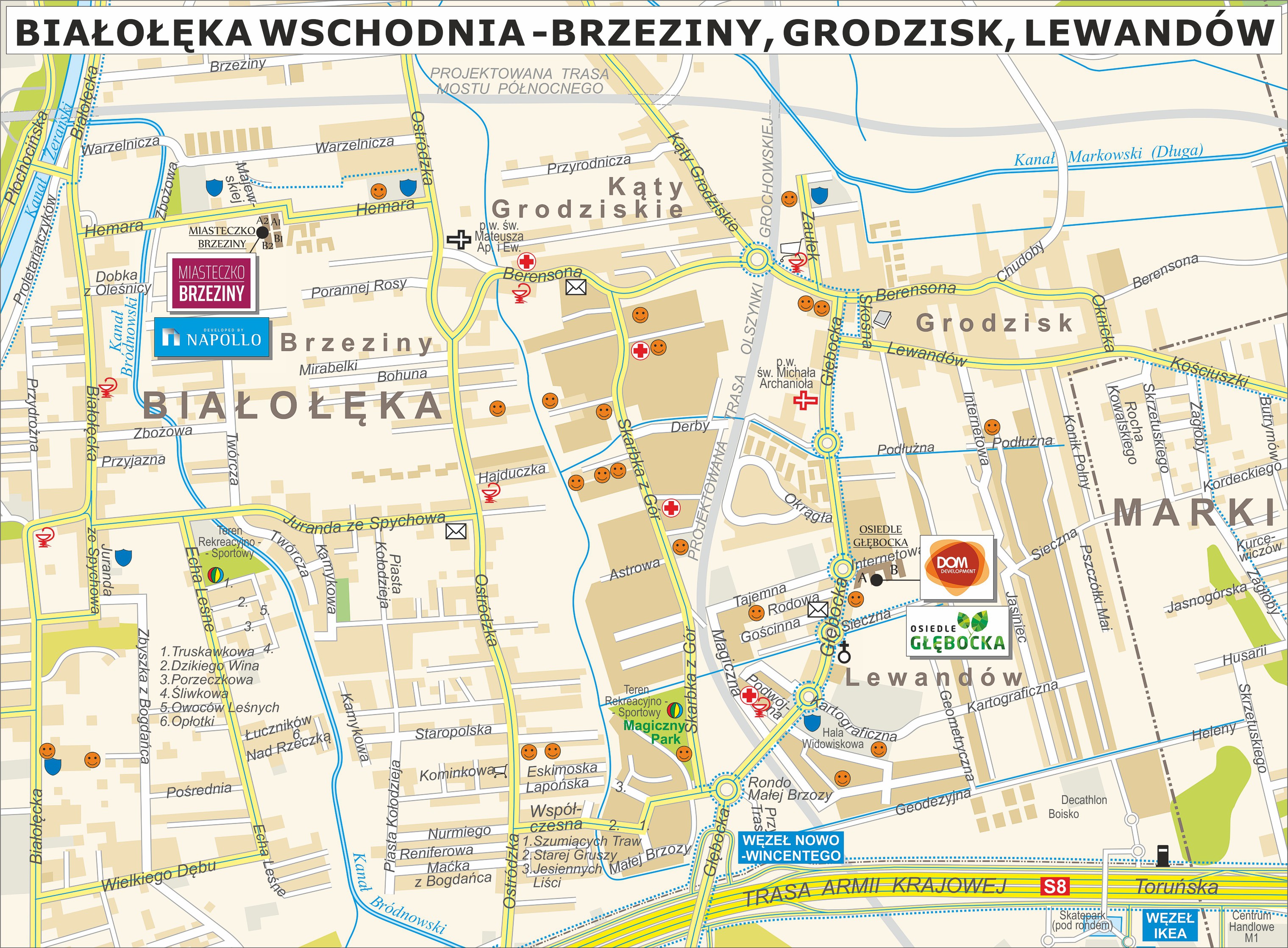 Mapa inwestycji w Warszawie - Brzeziny, Grodzisk, Lewandów
