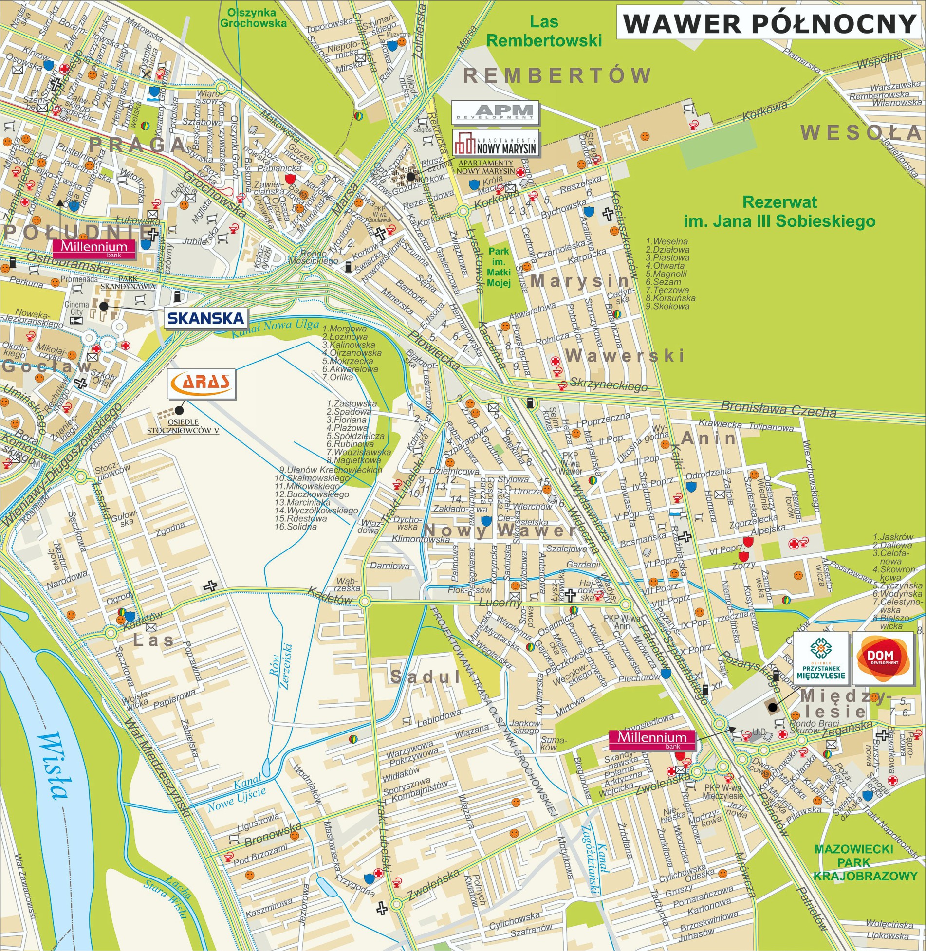 Mapa nowych mieszkań inwestycyjnych w Wawrze